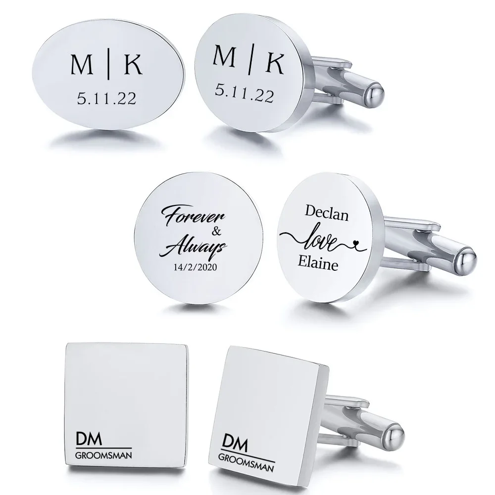 Personalized Cufflinks for Men, Custom Engraved Cufflinks for Groom, Wedding Cufflinks Bride Best Men