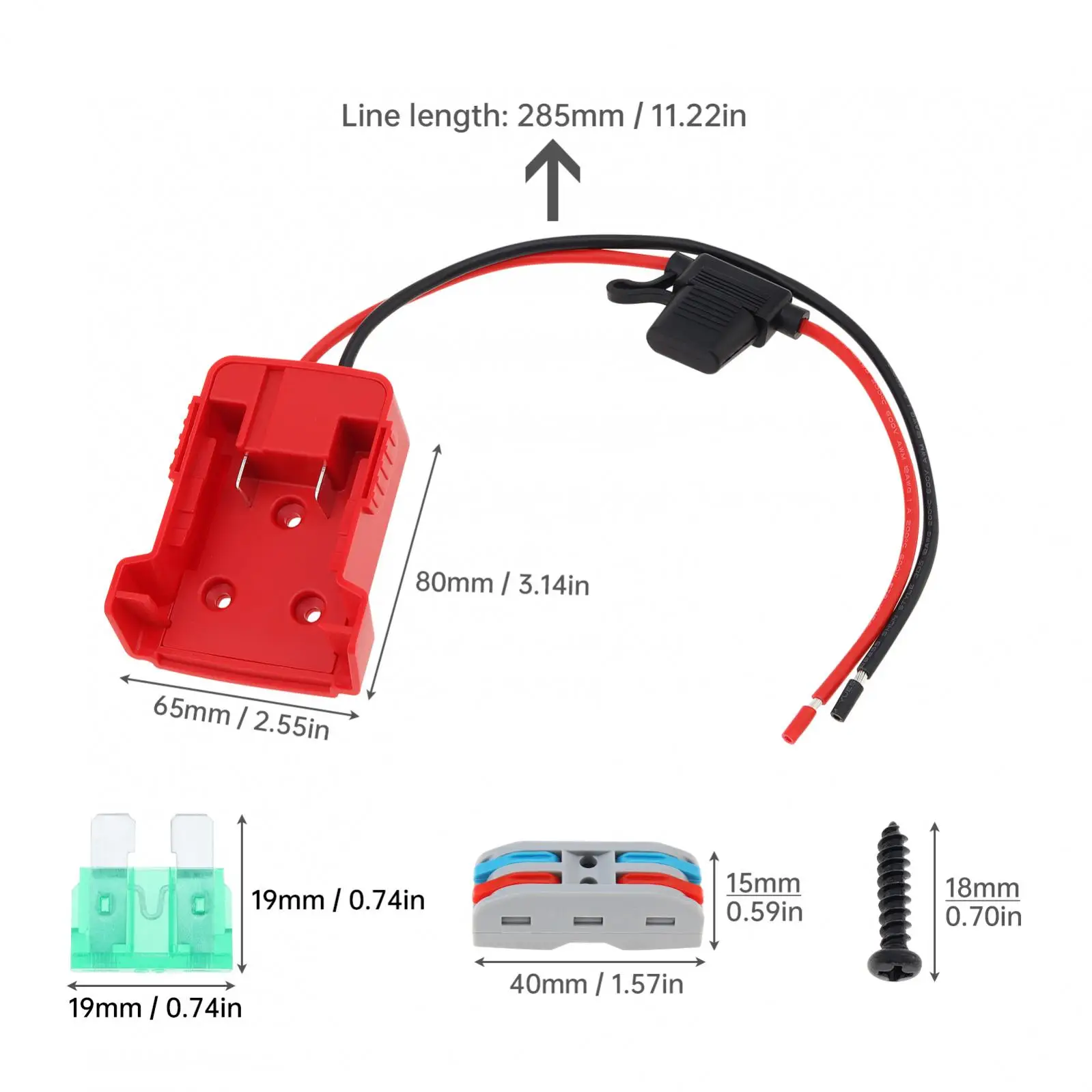 2pcs Power Wheel Adapter Battery Conversion Kit Fit for Milwaukee M18 Battery / Kids Ride On Toy with Fuse Holder