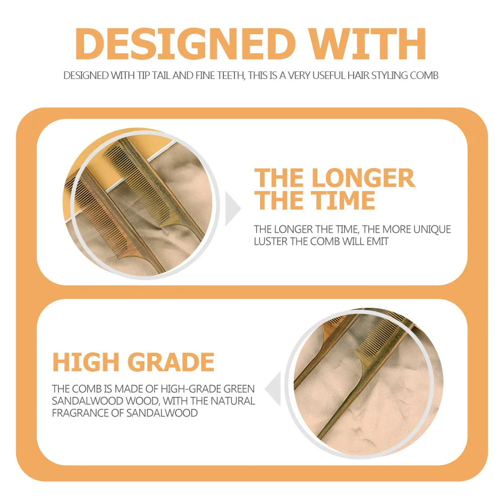 

Salon Grade Tip Tail Comb Wooden Pintail Hair Comb Anti Static Detangling Parting Tool for Barbers Stylists and Home Hair Care