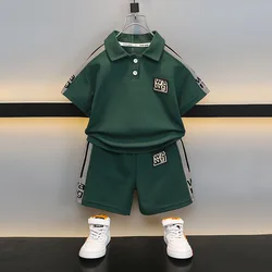 Neue Kinder Brief druck Polo T-Shirt Shorts 2 teile/sätze neue Mode Baby Jungen Mädchen Kleidung Kinder Trainings anzüge 0-5 Jahre