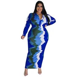 Robe décontractée pour femmes, col de porte, Tube, poitrine ouverte, grande taille, vente en gros, collection automne