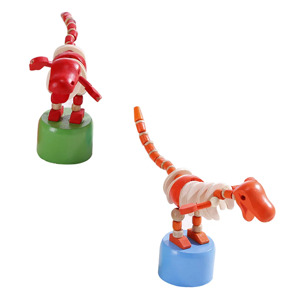 2 Pcs Kids Animals Toys Dinosaur Rocking Toy Kids Animals Toys Wooden Cartoon Animal Rocking Horses Playroom Outdoor Sports