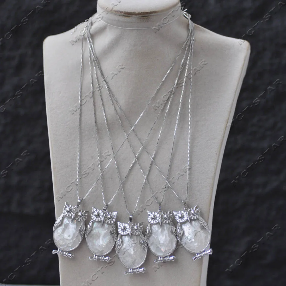 

Z14153 Оптовая продажа 5 шт. 40 мм блестящая белая цепочка с подвеской в виде совы