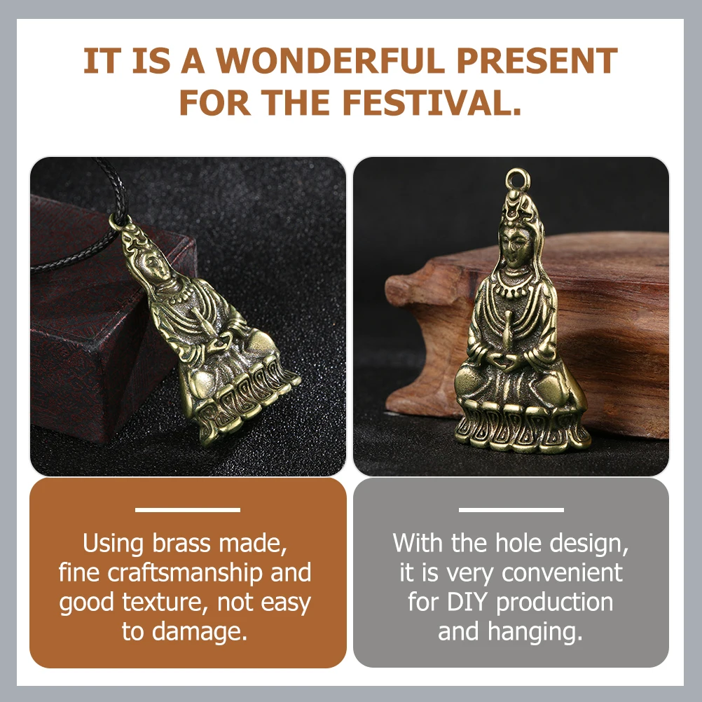 

Vintage 1Pc Brass Buddha Statue Pendant Key Chain DIY Treatment Home Decor Shop Accessory Unique Jewelry Multi Function