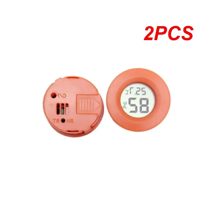 2PCS +70°C Mini LCD Digital Thermometer Hygrometer Round Temperature Humidity Tester Sensor Detector For Freezer Cigar Box