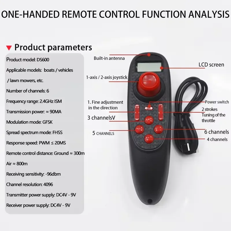 Wireless RC Car Differential System with Handle Throttle Control and Speed Selector for Remote Control Vehicles Pedal Assist