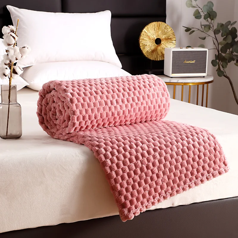 Modern Plaid Solid Blanket Soft Warm Fluffy Throw Blanket Sofa Cover Four Season Universal Heavy Beetle Plush Office Nap Blanket