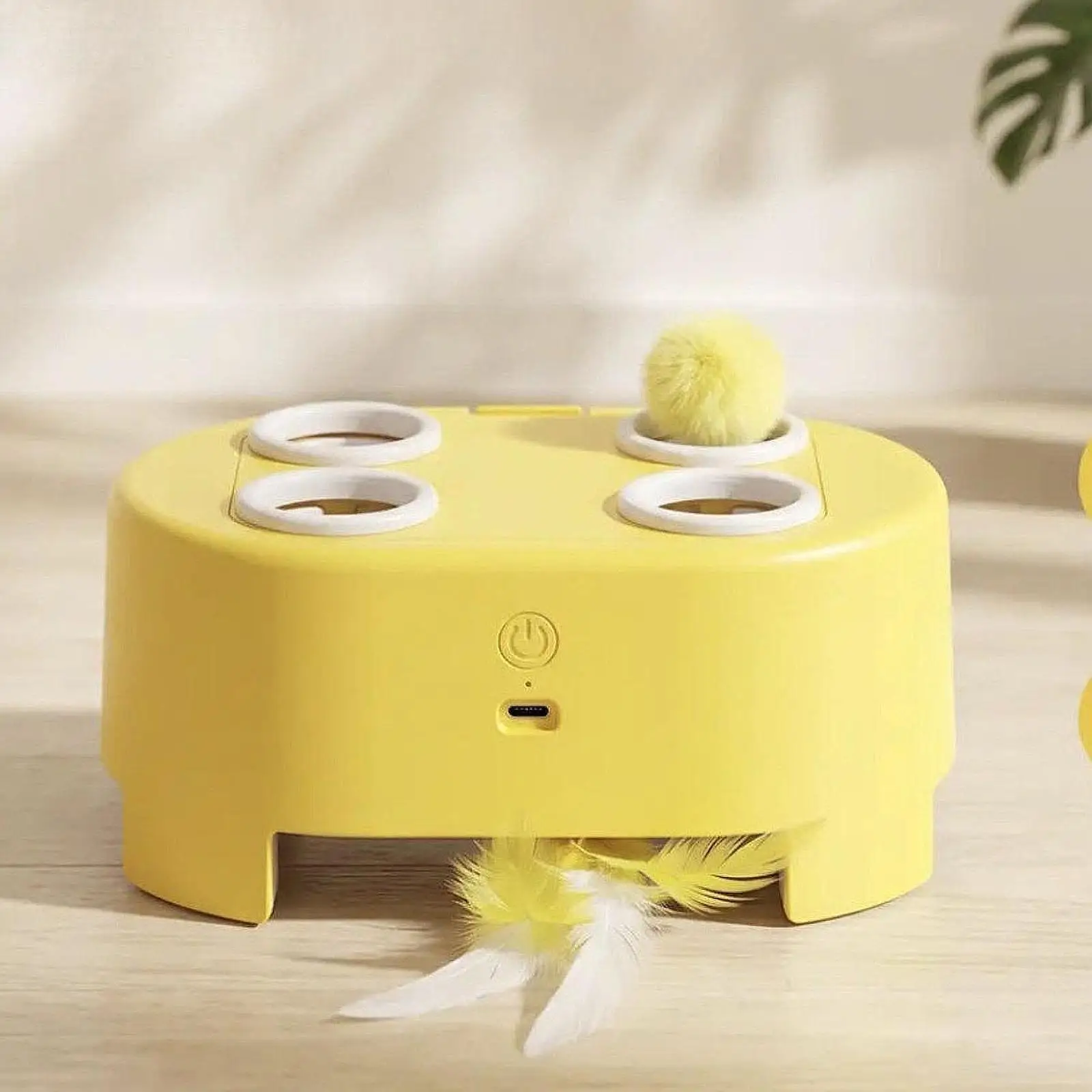 インタラクティブ猫用おもちゃ-電動ティーザー-ウェイクアウェイムアミューズメントトイ-動く頭と羽根付き-静音pp素材-タイプc充電式