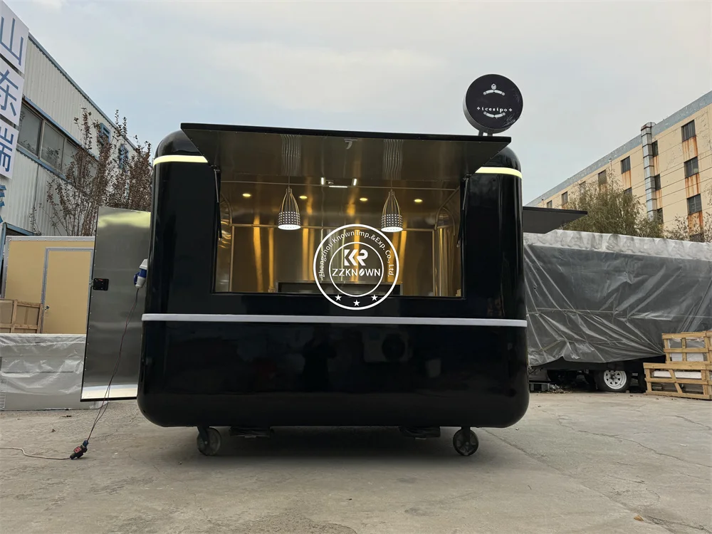 Carrello per alimenti Rimorchi per caffè gelato personalizzati Caffetteria mobile Chiosco per alimenti per gelato mobile completamente attrezzato