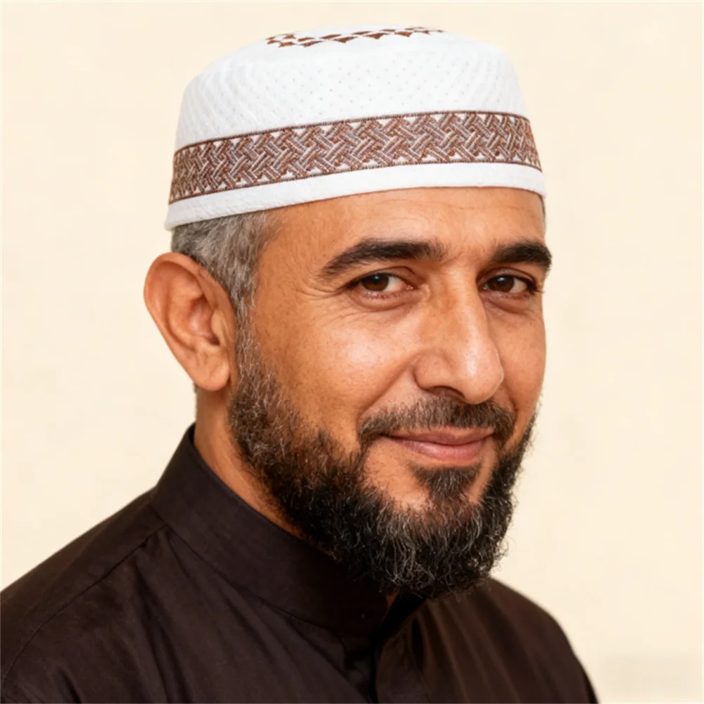 Islam Men Prayer Hat Cotton Embroidery Muslim Men's Arabia Indian Hats Islamic Clothing Accessories Arab Middle East Caps