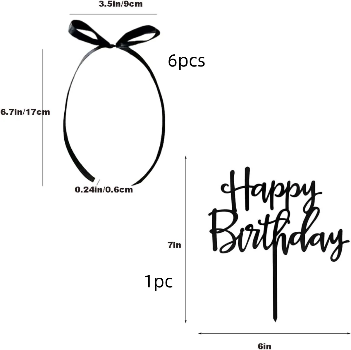 Kuchen-Topper mit Schleife, schwarze Bänder, Schleife, Kuchendekorationen für Geburtstag, Babyparty, Hochzeitstag, Neujahr, Partyzubehör – Detail 2