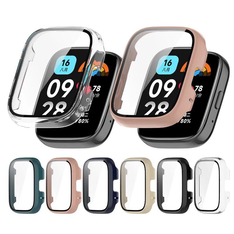 Funda para pantalla protectora de vidrio de reloj inteligente, carcasa dura para Xiaomi Redmi Watch 3 Active/2 Lite, Accesorios inteligentes