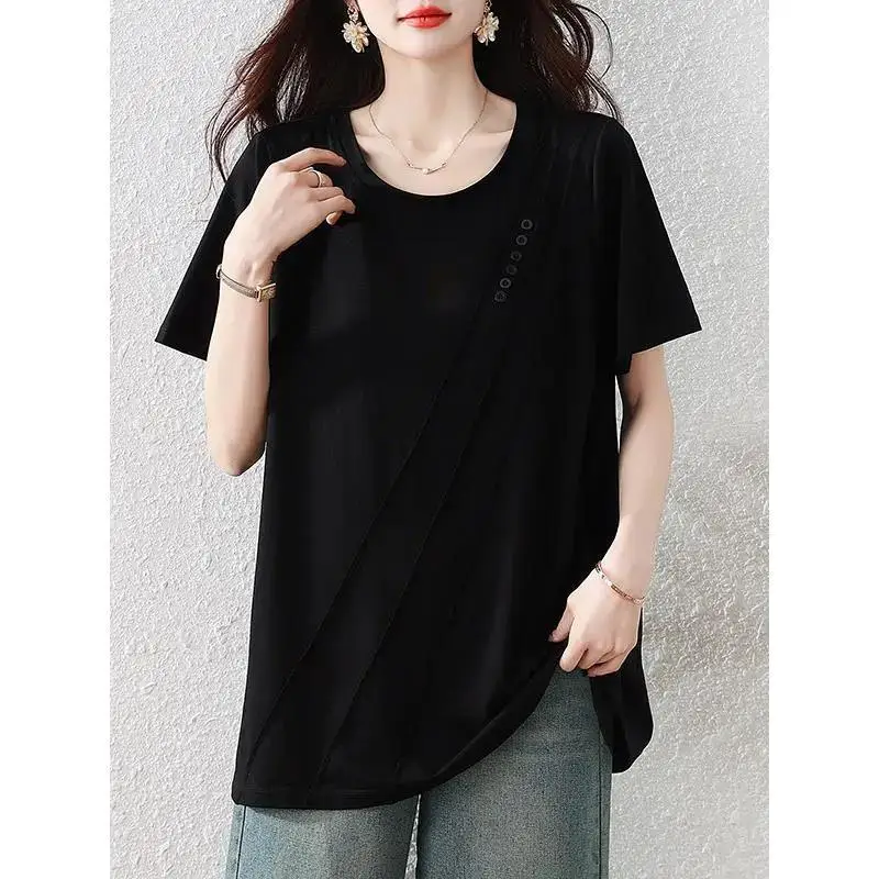 New Lazy Style Solid Plus Size Simplicity T Shirts Women Clothing Short Sleeve O-neck Youth Casual Tops Fashion Vintage Summer