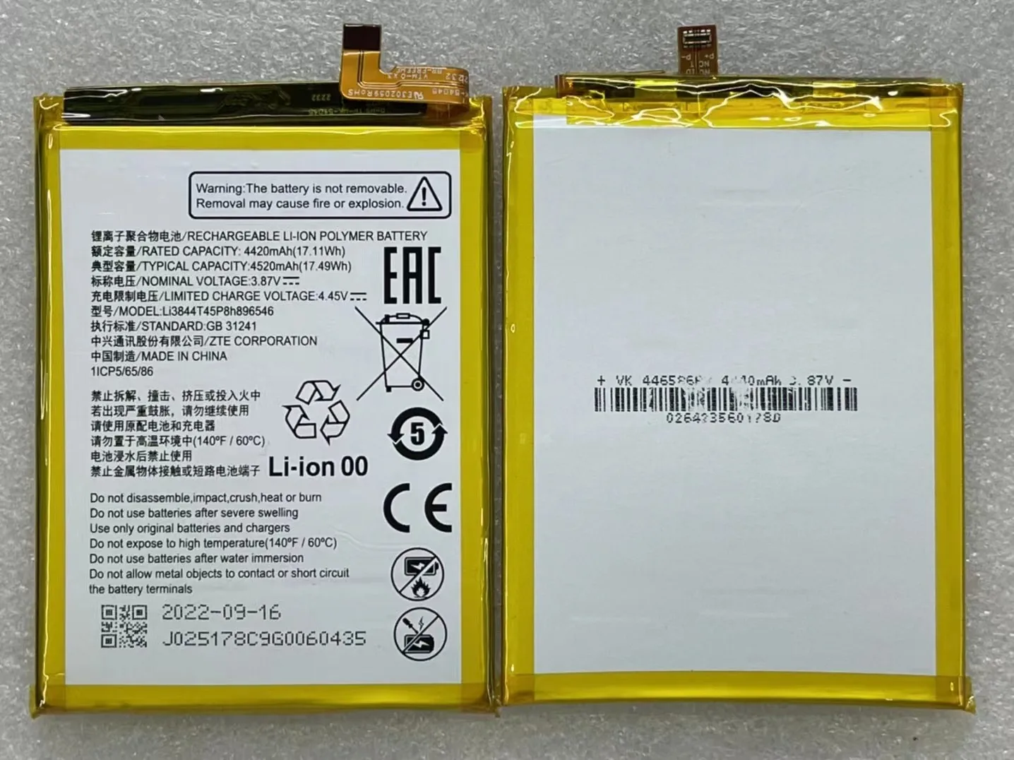 

New Original Li3844T45P8h896546 Replacement Battery For ZTE Blade V40S Axon 40 SE Mobile Phone