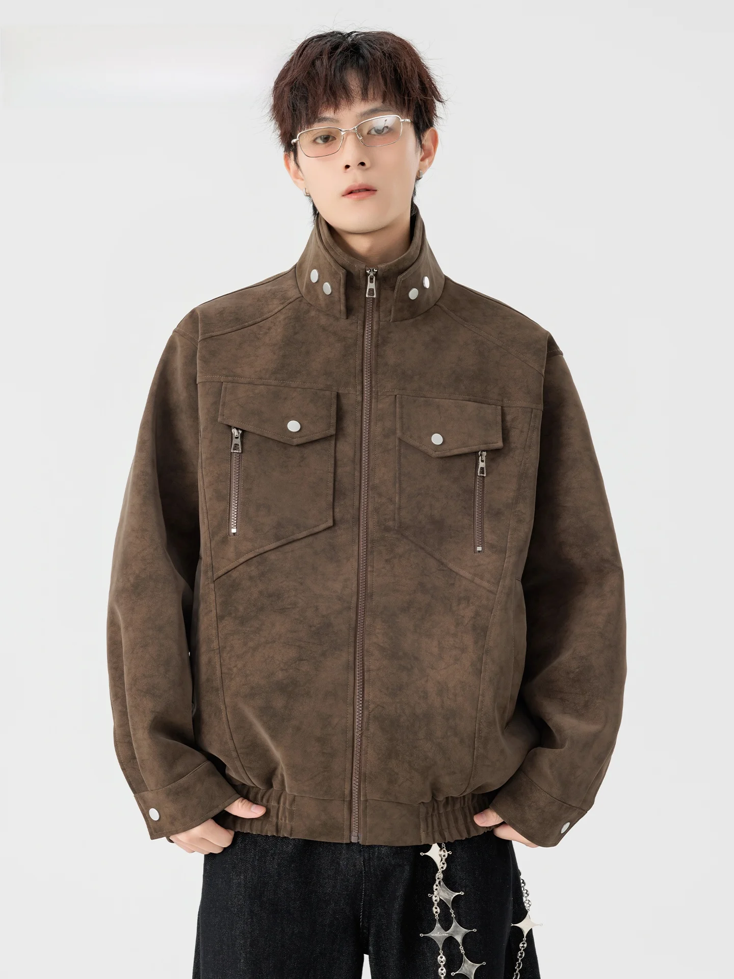 

JOKARJONNY American Retro PU Leather Motorcycle Jaet Men's Loose Casual Sle Fall Faion Brand Cool Haome Coat