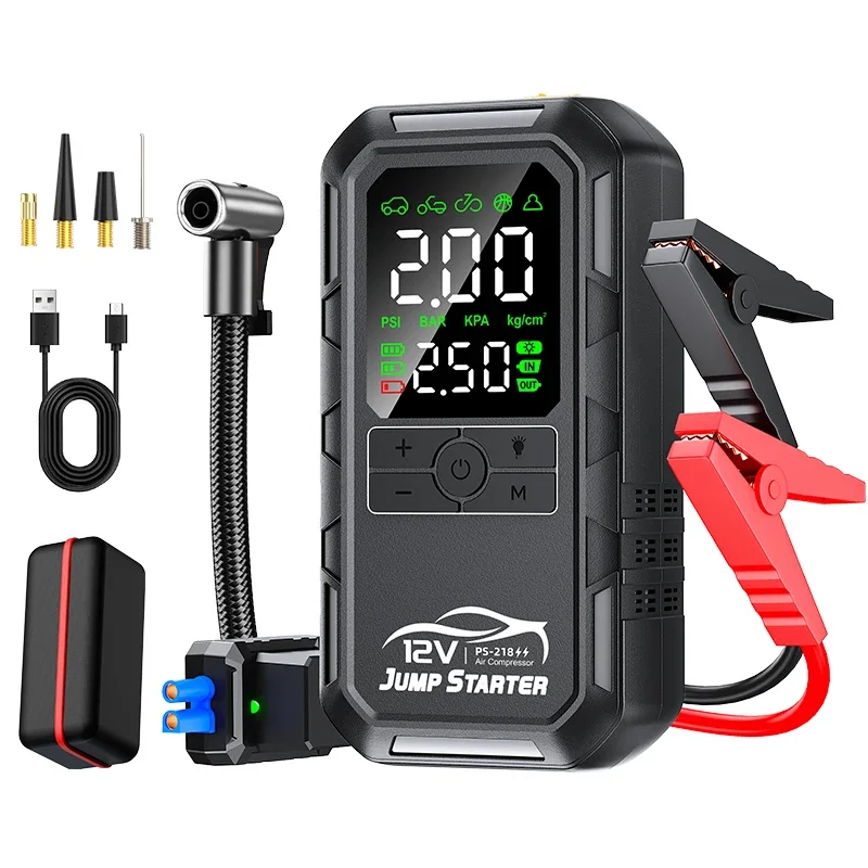 10000a 8000a Amp 7000a 6000a 180psi Smart Car 12v Battery Booster Auto Tire Super Compressor Air Pump Power Bank Jump Starter