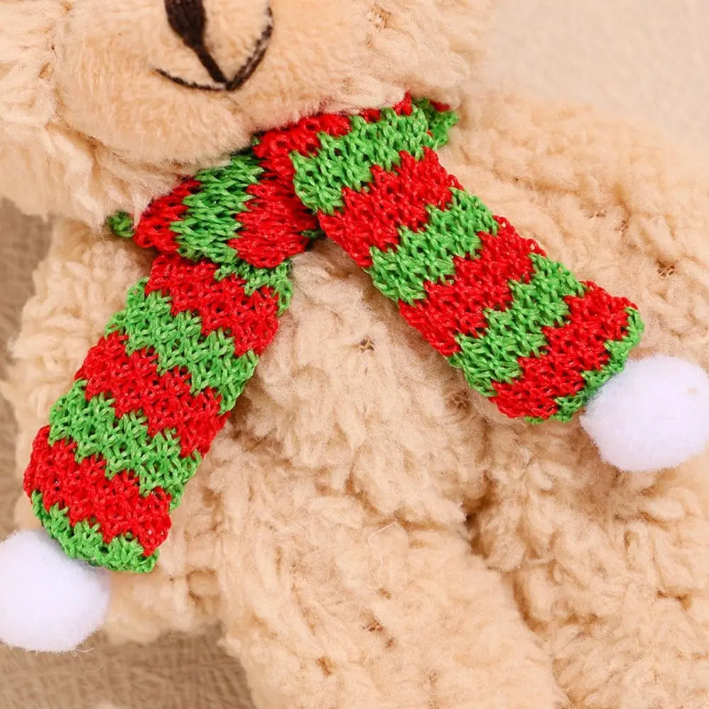Urso cachecol flor natal urso de pelúcia macio pp algodão urso de natal boneca dos desenhos animados pelúcia urso de natal pingente de pelúcia
