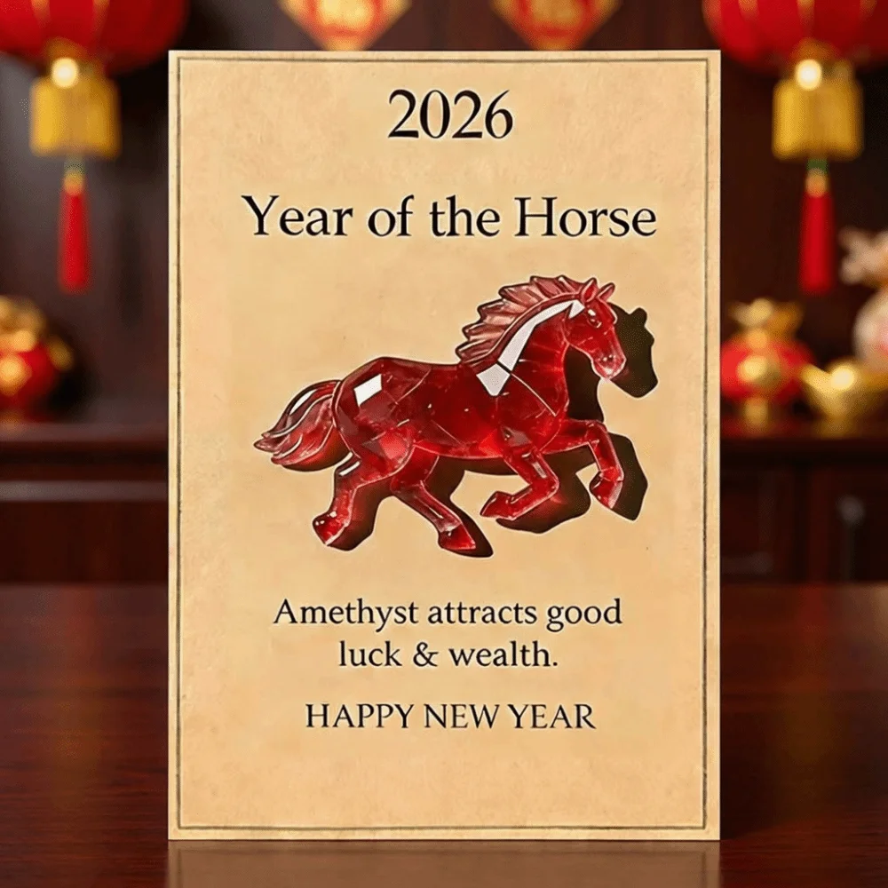 

Creative Acrylic Year of The Horse Postcard Blessing Festive Holiday Cards Gifts Invitation Card Greeting Card