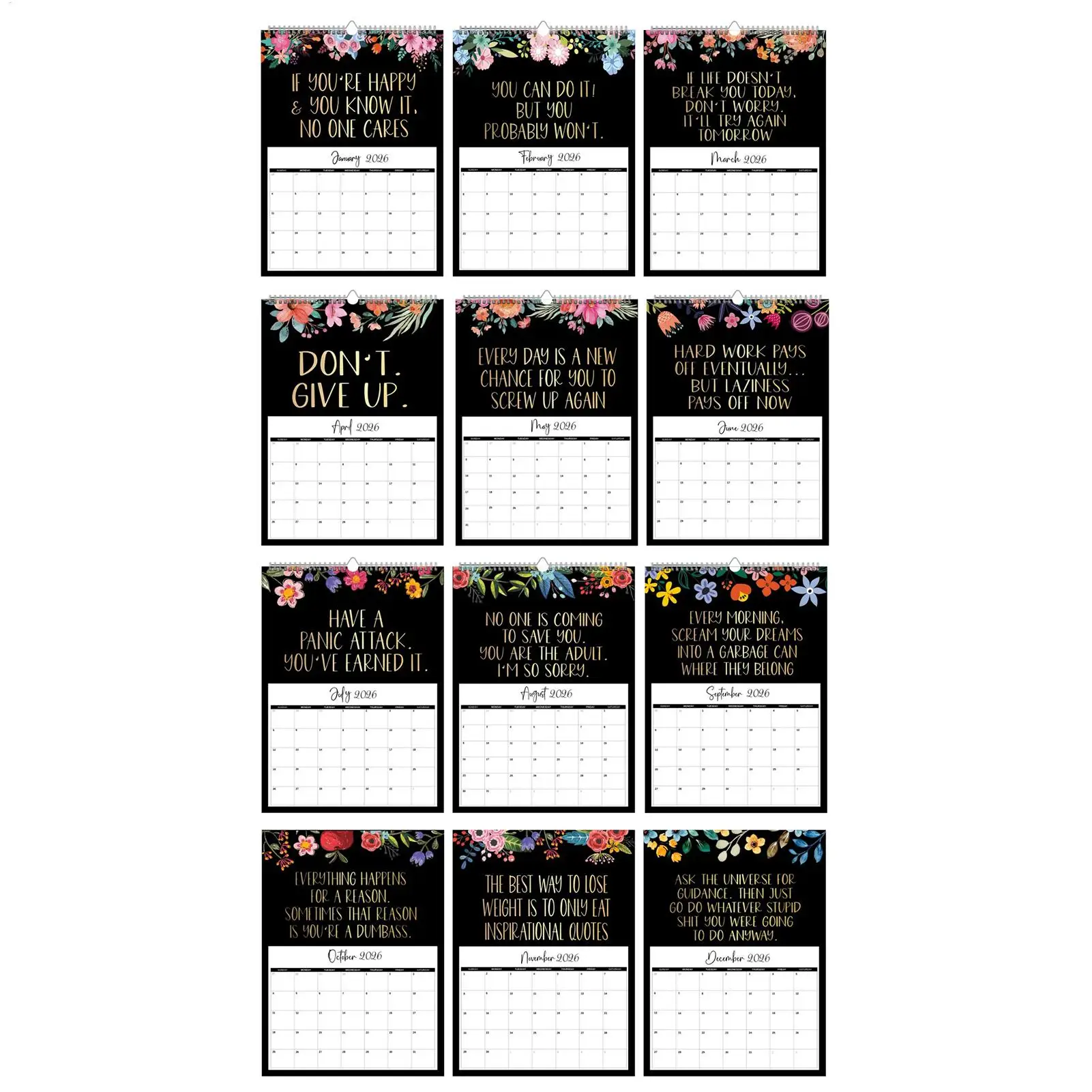 2026 تقويم الحائط 12 شهرا دوامة ملزمة مخطط السنة التقويم 2026 مضحك مخطط إدارة الوقت الشخصي مع السخرية #5