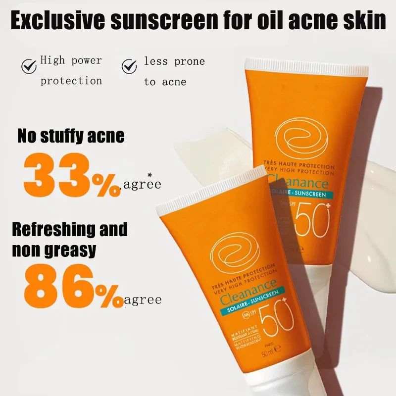 50ml Solaire Sunscreen SPF50+PA++ Face or Body Cleanance for Oil Acne Skin Refreshing Double Care Oil Control