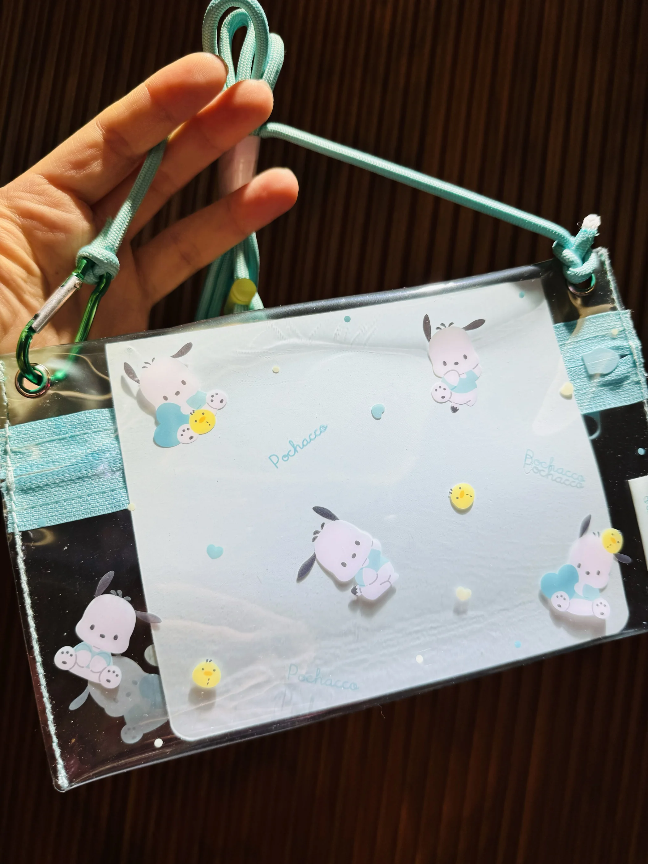 Japan Sanrio Limited Shoulder PVC Clear Pouch Hangyodon Kuromi Cinnamoroll Pochacco Crossbody Bag Anime Plush Toys for Girl Gift