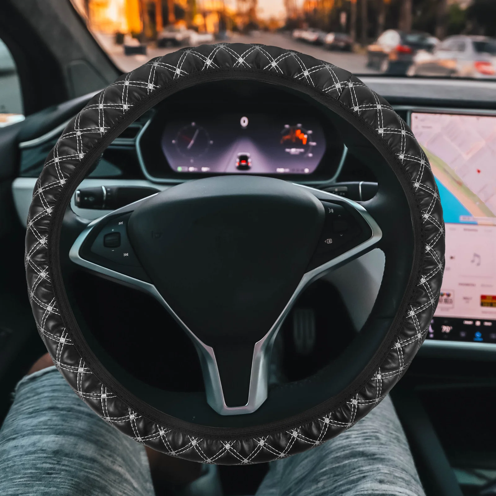 

Elastic Car Steering Wheel Protector Steering Wheel Protector Non-Slip Grip Auto Interior Accessory For Men Women