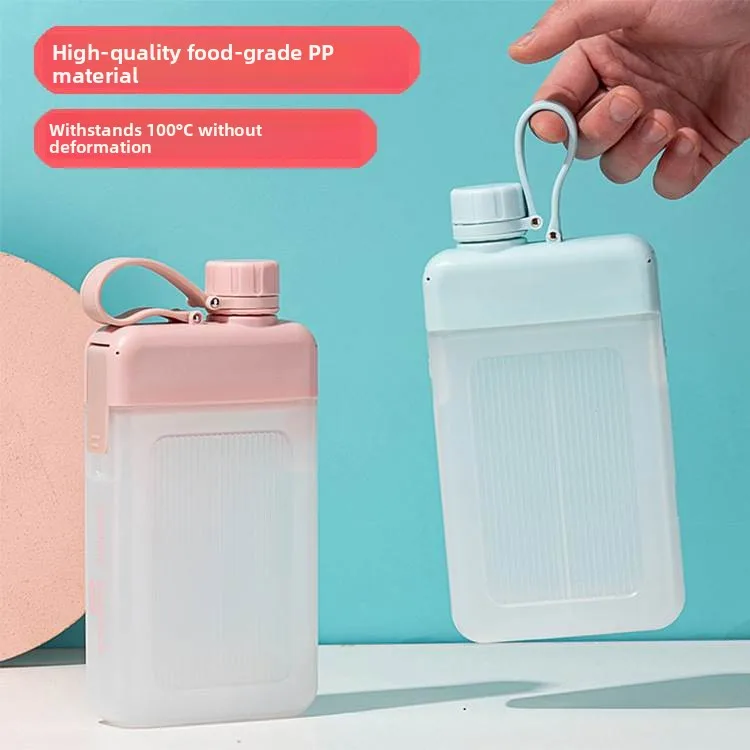 

Sports Water Bottle Creative Simple Square Plastic Cup with Handle And Lid Fitn Trendy Flat Design Portable Gym Water Cup