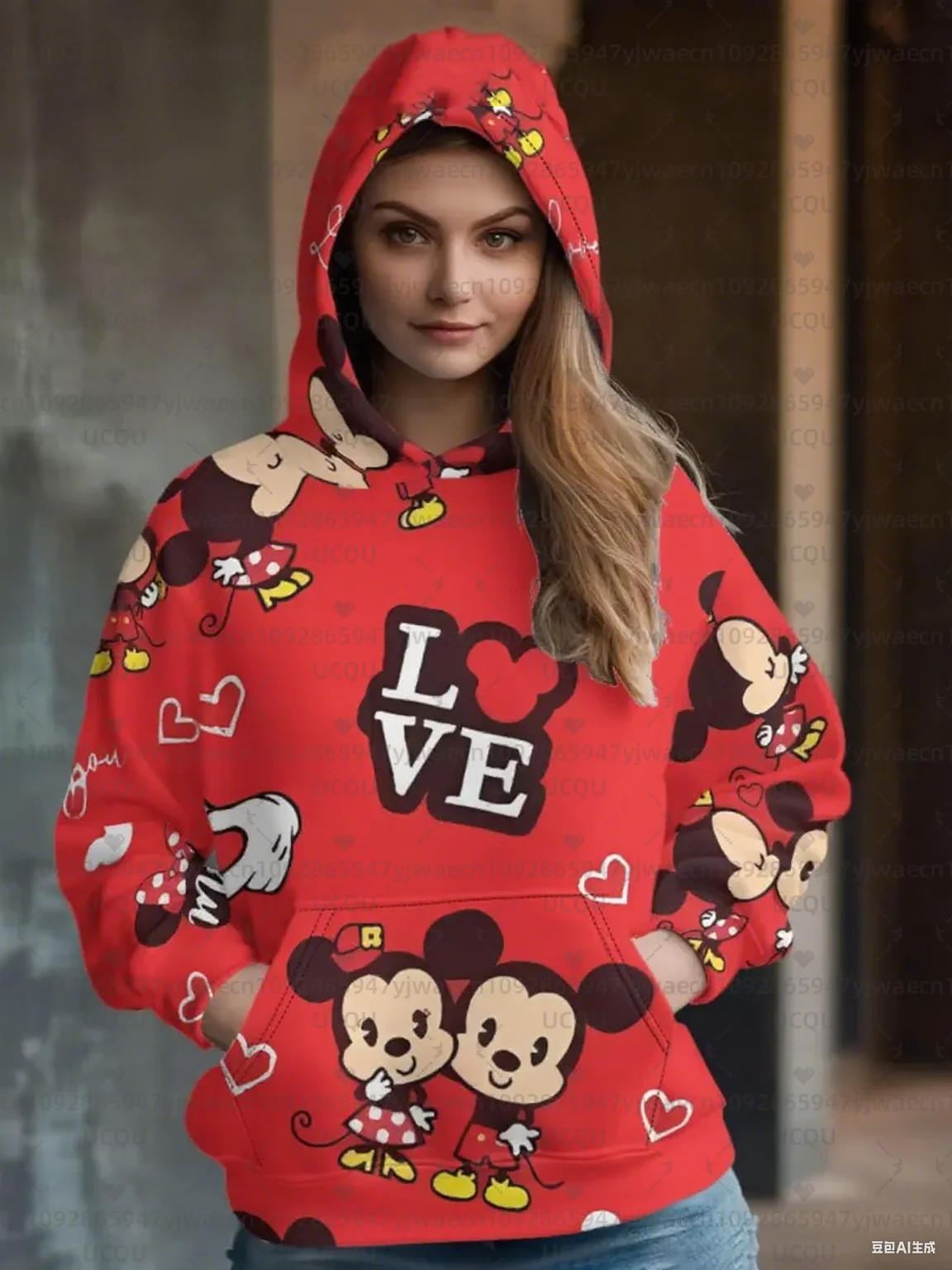 Sudadera informal con estampado 3D de color azul y rosa, Sudadera con capucha de dibujos animados de Mickey Mouse, sudaderas con capucha gráficas para hombres y mujeres