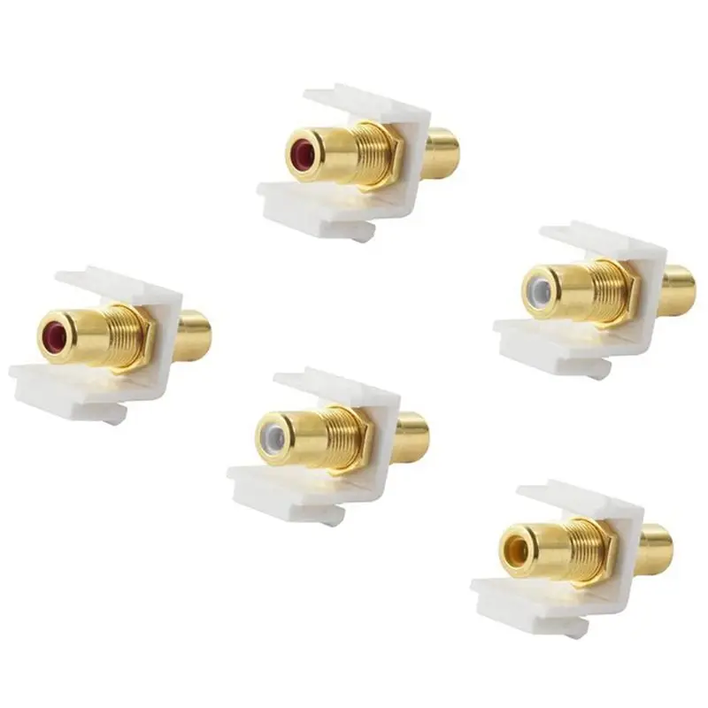 (Flash Sale) 10-Pack RCA Keystone Jack Insert Connector Socket Female Snap In Adapter Port Gold Plated Inline Coupler For Wall P