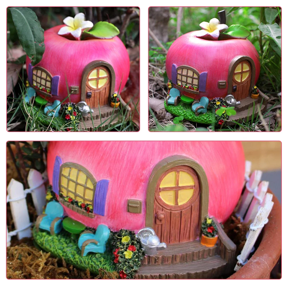 

Сказочный дом, украшение из смолы, декор в форме яблока, миниатюрное украшение для сада, бонсай, пейзаж, миниатюры, декор бонсай