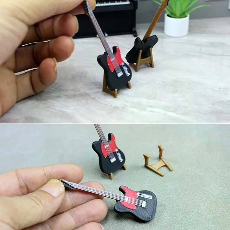 Doll Home Simulation Instrument Toy Micro Scene Photo Props 1:12 Dollhouse Miniature Electric Guitar Ornaments