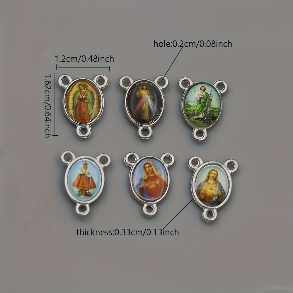 36PCS Enamel Cross Saint Mary with Miraculous Against Evil Medal Links ConnectorS for Rosary Beads Necklace  L1733