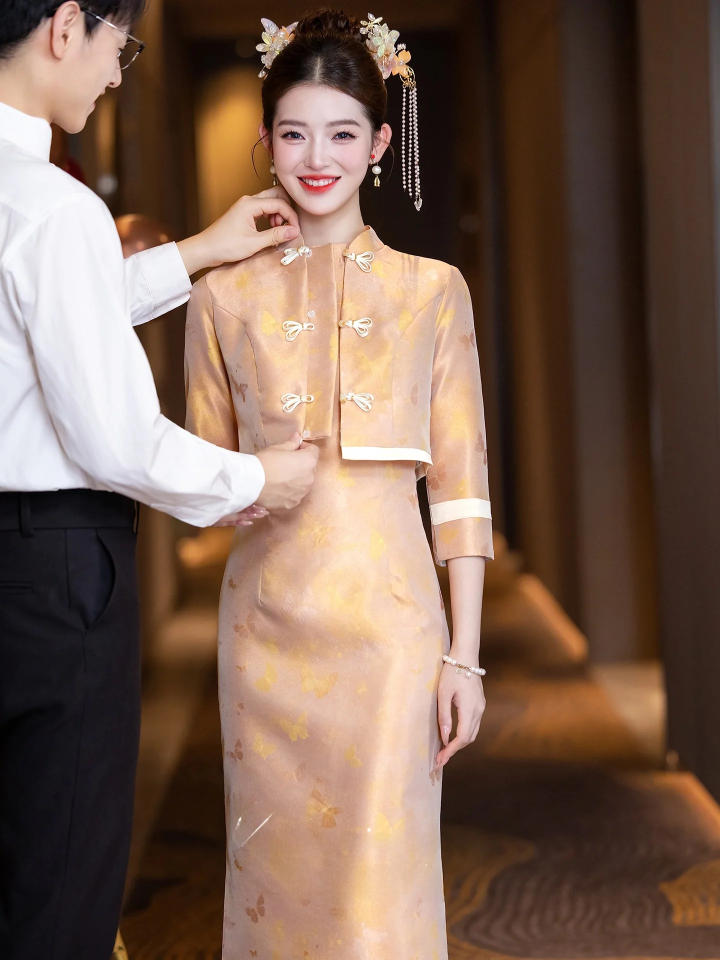 

New Chinese Sle Long Qipao Dr Wedding Dr Engagement Parwear Ele Evening Gown for Women Vintage Zipper Design