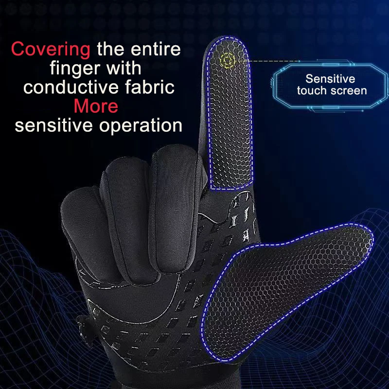 ถุงมือสกีกันน้ำสำหรับฤดูหนาว MuqiNush รองรับหน้าจอสัมผัส กันลื่น อุ่นสำหรับขี่จักรยาน ขับรถ วิ่ง และเล่นสกีในสภาพอากาศหนาวเย็น