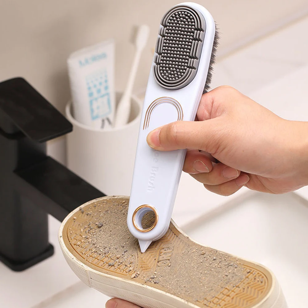 Double-Sided Shoe Cleaning Brush, Stain Dust Rubber, Punho Longo, Roupa Sabonete, Sabonete Escova com Gancho, Ferramenta Multifuncional