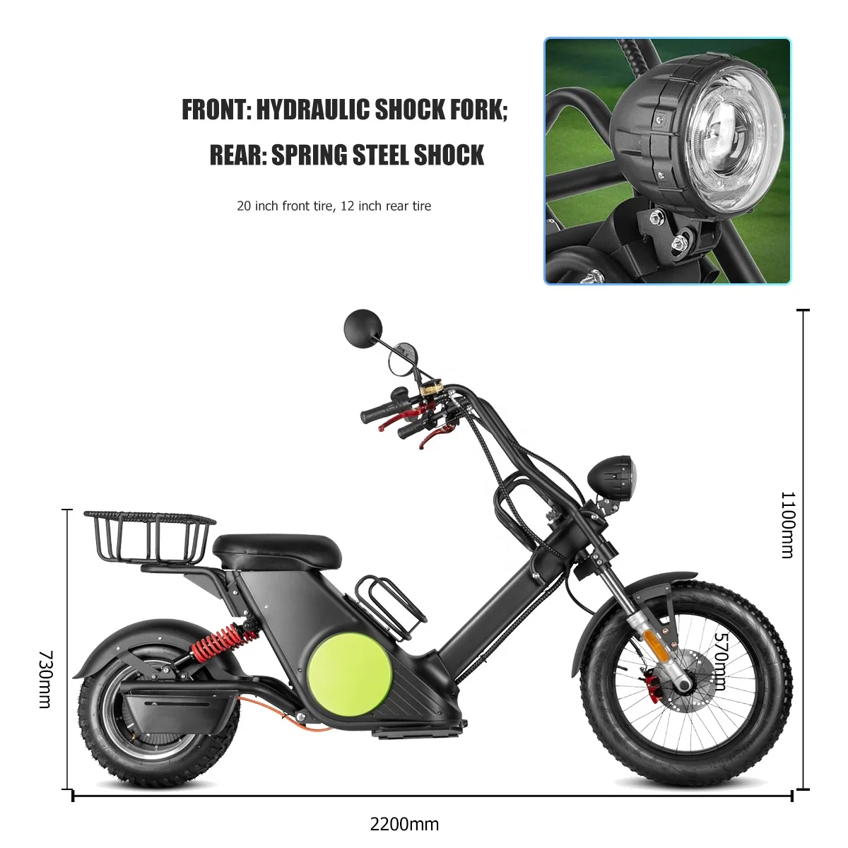 EU Warehouse Adult High Speed EEC 2000w 2 Wheel Fat Tire Electric Golf Bike Cart Motorcycle Scooter