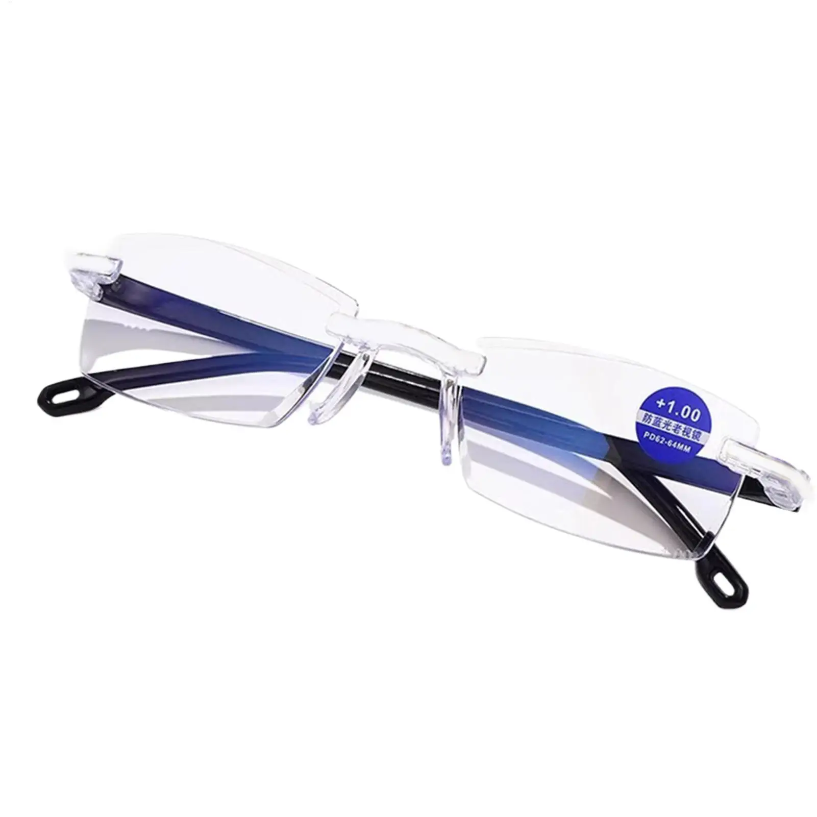 Randlose Bifokal-Lesebrille für Männer und Frauen, Nah- und Fernsicht, Anti-Blaulicht-Brille, Rechteckige Brillenform
