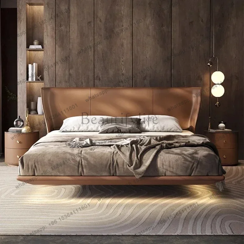 Luxury Comfortable Genuine Leather Modern Bedroom Bed Internal 180x200 Letto Matrimoniale