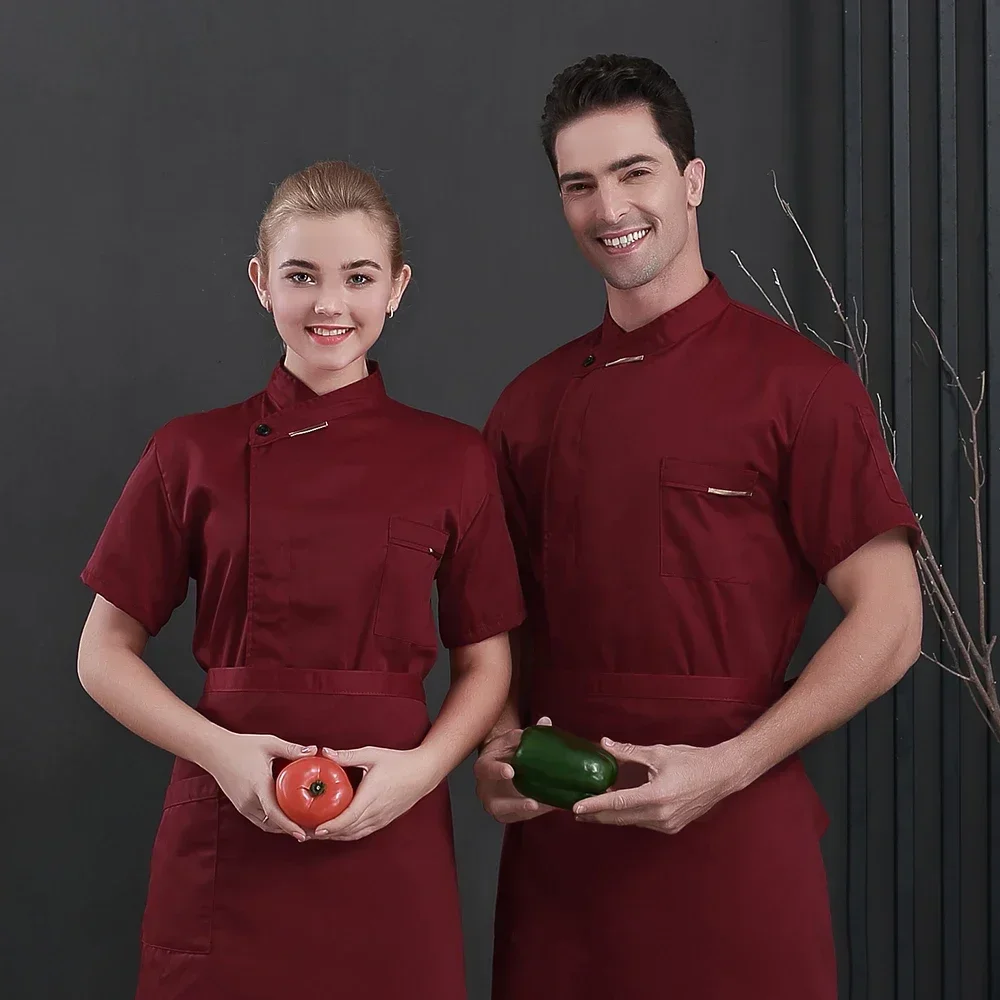 

Waiter Uniform Breathable Barber Sushi Costumes Chef Coat Short Sleeve Kitchen Restaurant Cook Chef Jaket Shirt Quality Chef