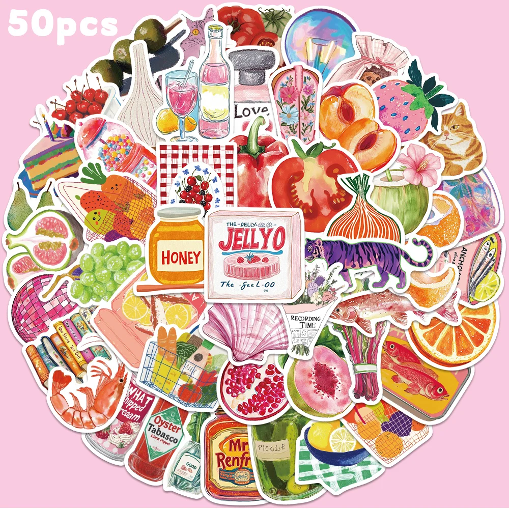 50 stücke Rosa Aquarell Märchen Aufkleber Ästhetischen Cartoon Aufkleber Für Laptop Gitarre Ski Bord Sammelalbum Telefon diy Aufkleber Aufkleber
