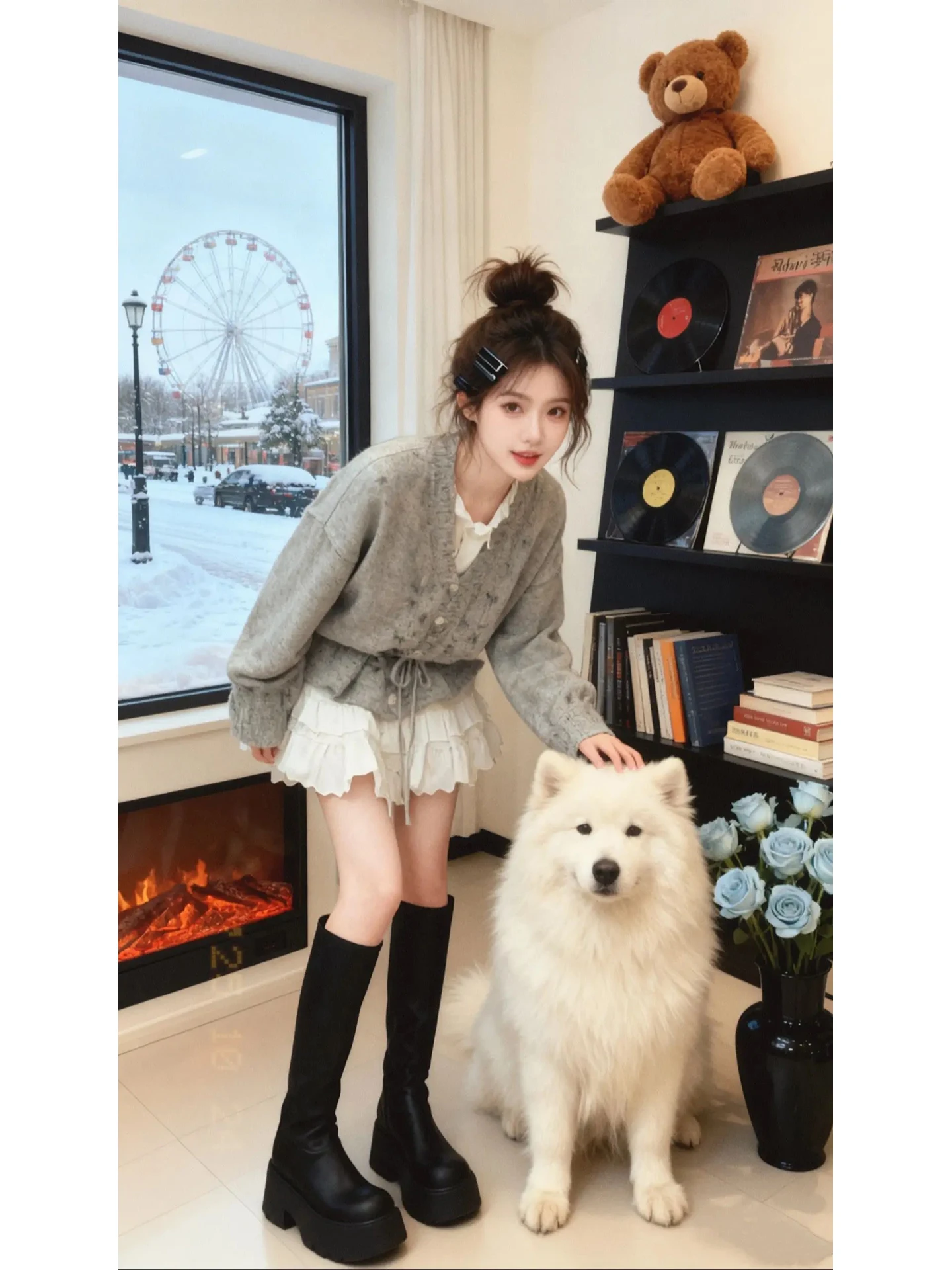 エレ オーバーサイズ ニット セーター ベルト付き Vネック ホローアウトデザイン レディース 秋冬 ファッション スウィート ルーズ スリーブ ロング S...