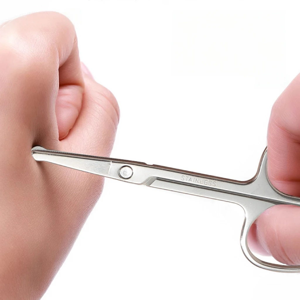 1/3 個ステンレス鋼鼻毛はさみ丸い先端小さなはさみメイクアップツール眉毛トリマー