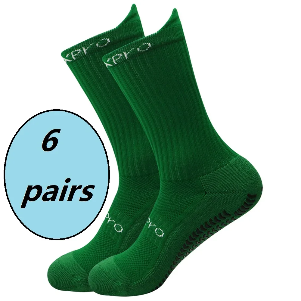 6 Pairs Anti-Slip Grip Socks, Powerful Grip Football Socks, Breathable Men Sports Socks, One Size Fits All