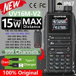 New Baofeng UV16M V2 Walkie Talkie 15W High Capacity AM FM Two Way Radio Full Band LCD 999CH Frequency Copy NOAA Noise Reduce