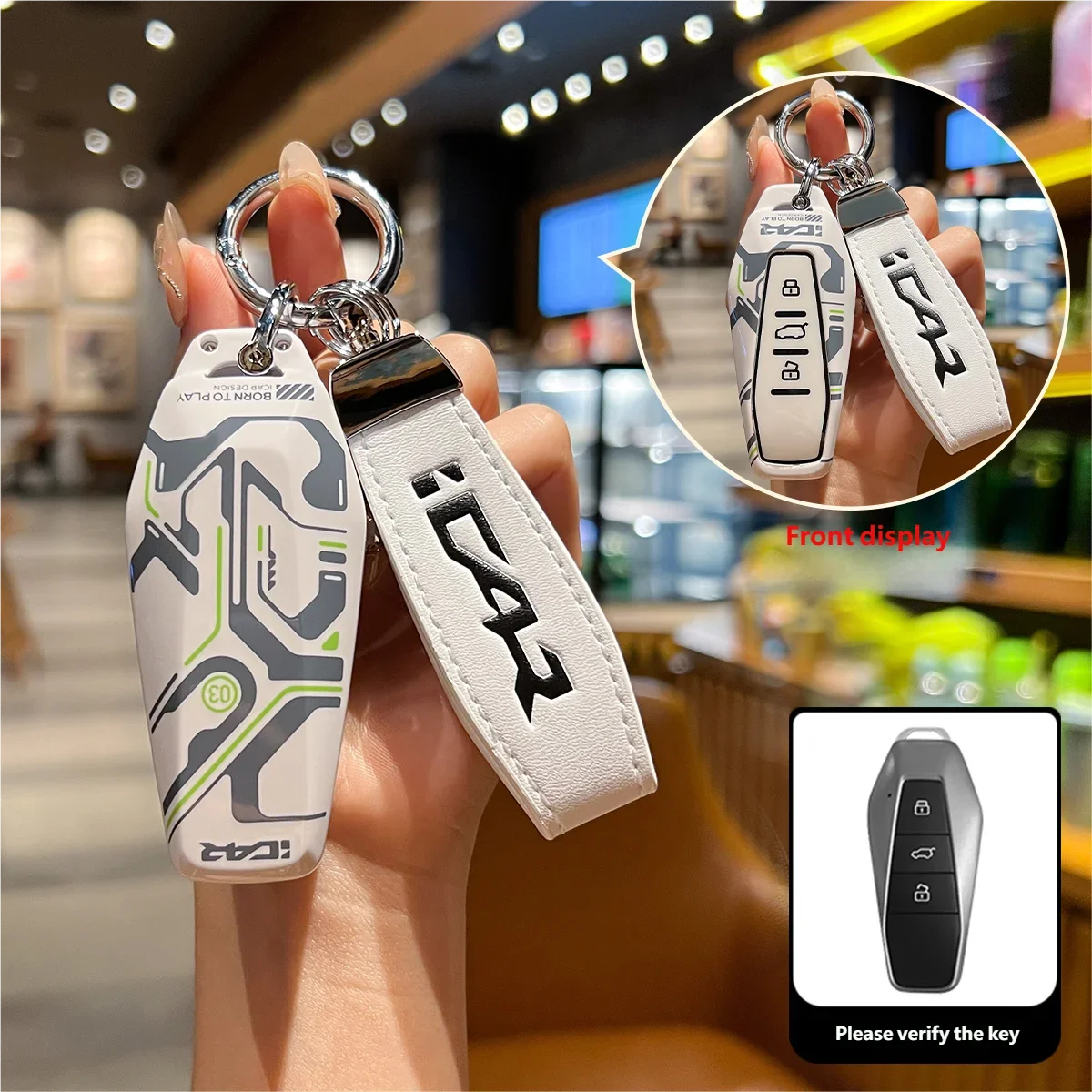 

Car Key Fob Case Remote Cover Shell Keychain Key Ring Holder Accessories For Chery ICar 03 ICAR03 AIQAR EQ7 EQ5 EQ3