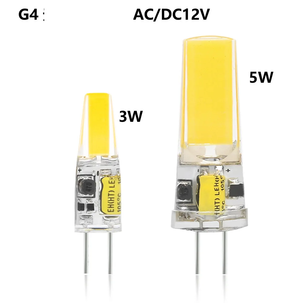 

1PC 12v 3w 5w G4 COB LED Bulb G4 Spotlight 3000k Nature White 4000k 6000k Crystal Chandelier Bulb Droplight 30w 50W Halogen Lamp