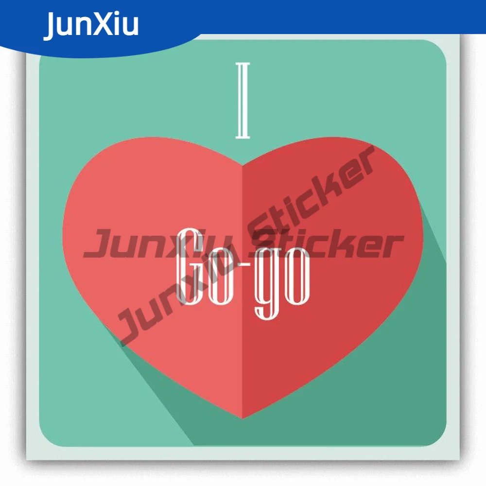 

I Love Go-go Heart Music Car Sticker Anti Scratch Exterior Decor Decal Waterproof Stickers Styling Camper Decals For Suv Covers