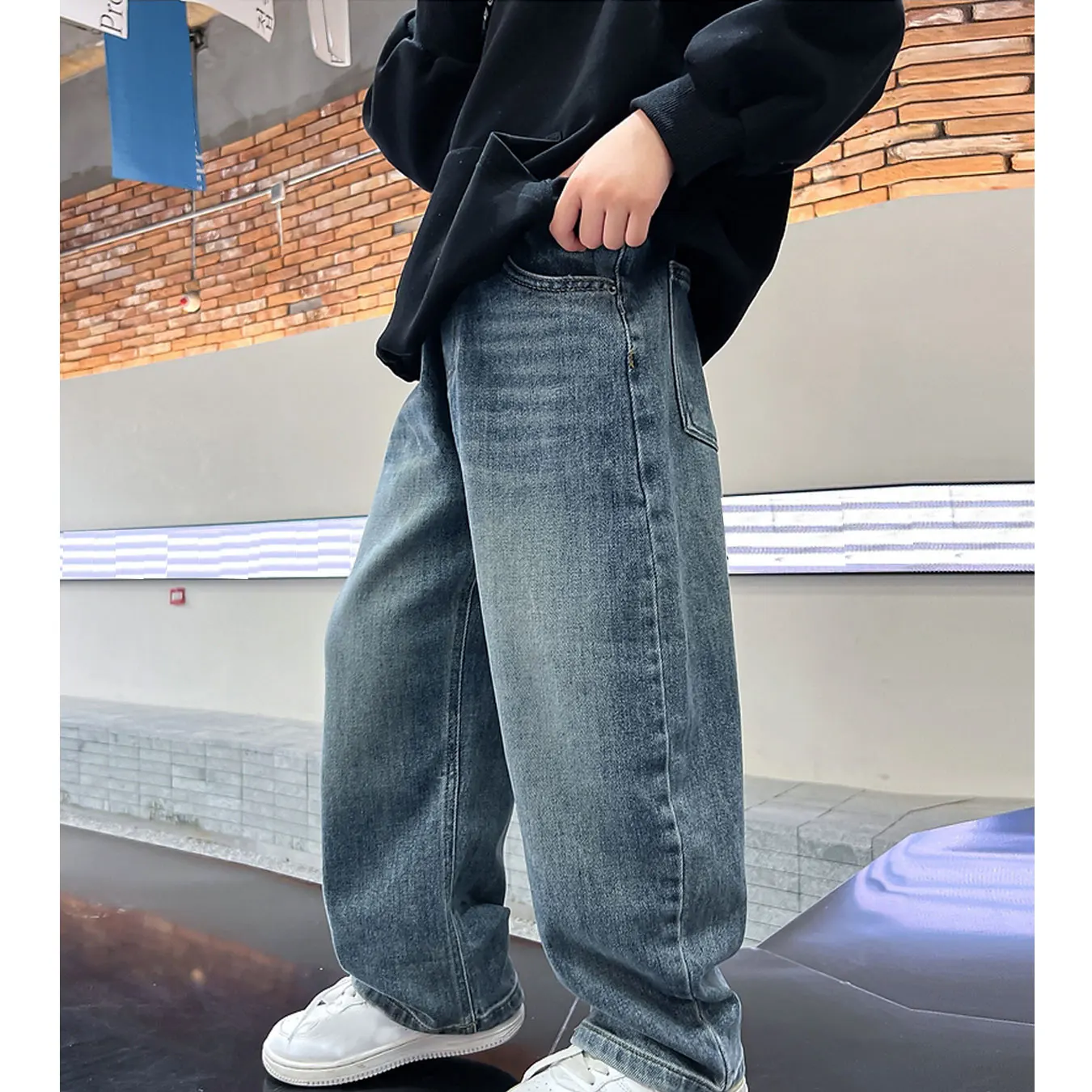 

5109, 8-9 лет, свободные сильные детские джинсы с эластичной резинкой на талии для мальчиков, джинсовые брюки для мальчиков, повседневные брюки, детские джинсы