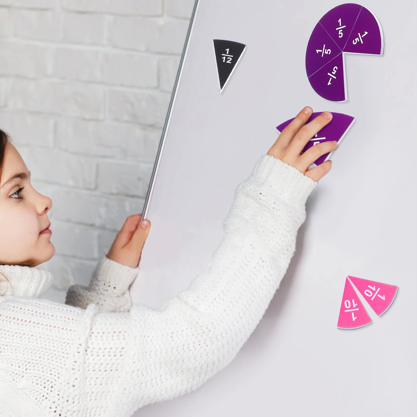 1 مجموعة شرائط كسور مغناطيسية دوائر كسور البلاط أدوات تعليمية للرياضيات توضيحية أدوات تعليمية #4