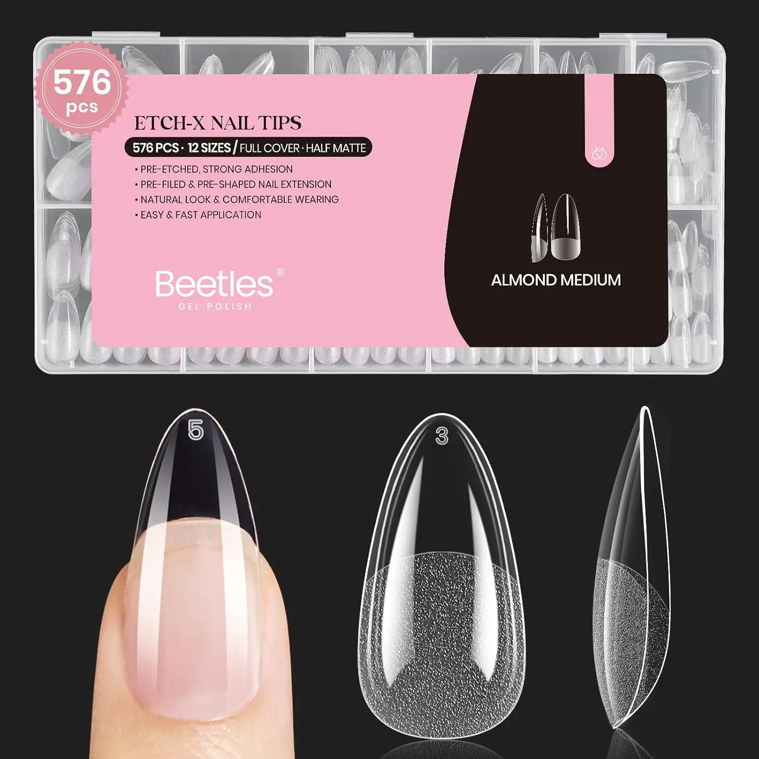 Clear Full Cover Nail Tips, 240PCS Soft Gel Transparent Extensions with No File Design and Multiple Sizes for Women Nail Artists, Blank Fake Fingernails for Gel Polish, Acrylic Art, DIY Manicure, Home Salon and Practice